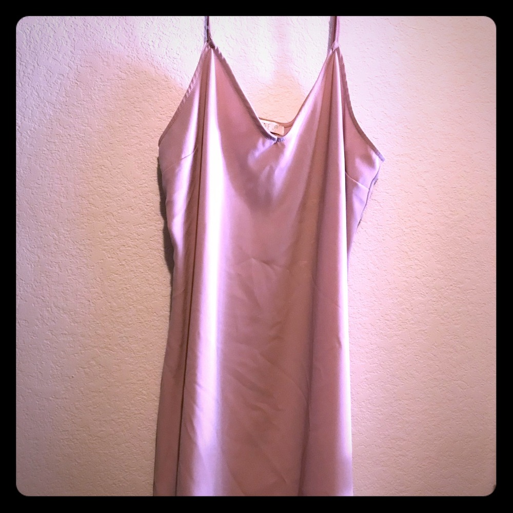 Skinny strap simple pinkish/rose short dress